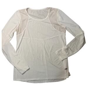 Marika White Long Sleeve Athletic Top Womens Large Mesh Panel Workout Shirt